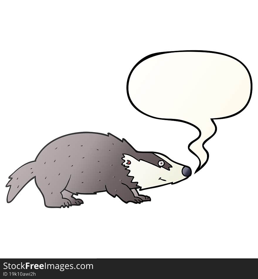 cartoon badger and speech bubble in smooth gradient style