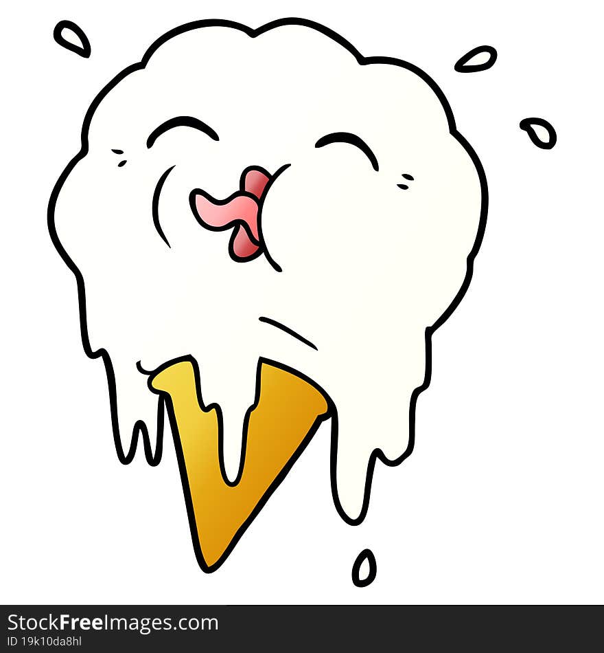 cartoon melting ice cream. cartoon melting ice cream