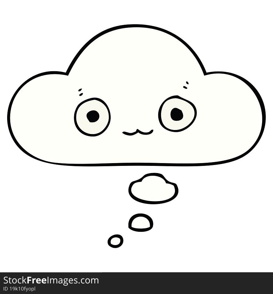 cute cartoon face with thought bubble. cute cartoon face with thought bubble