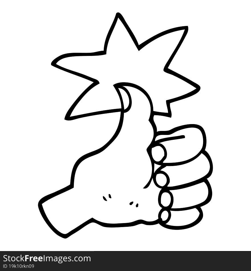 Black And White Cartoon Thumbs Up Symbol