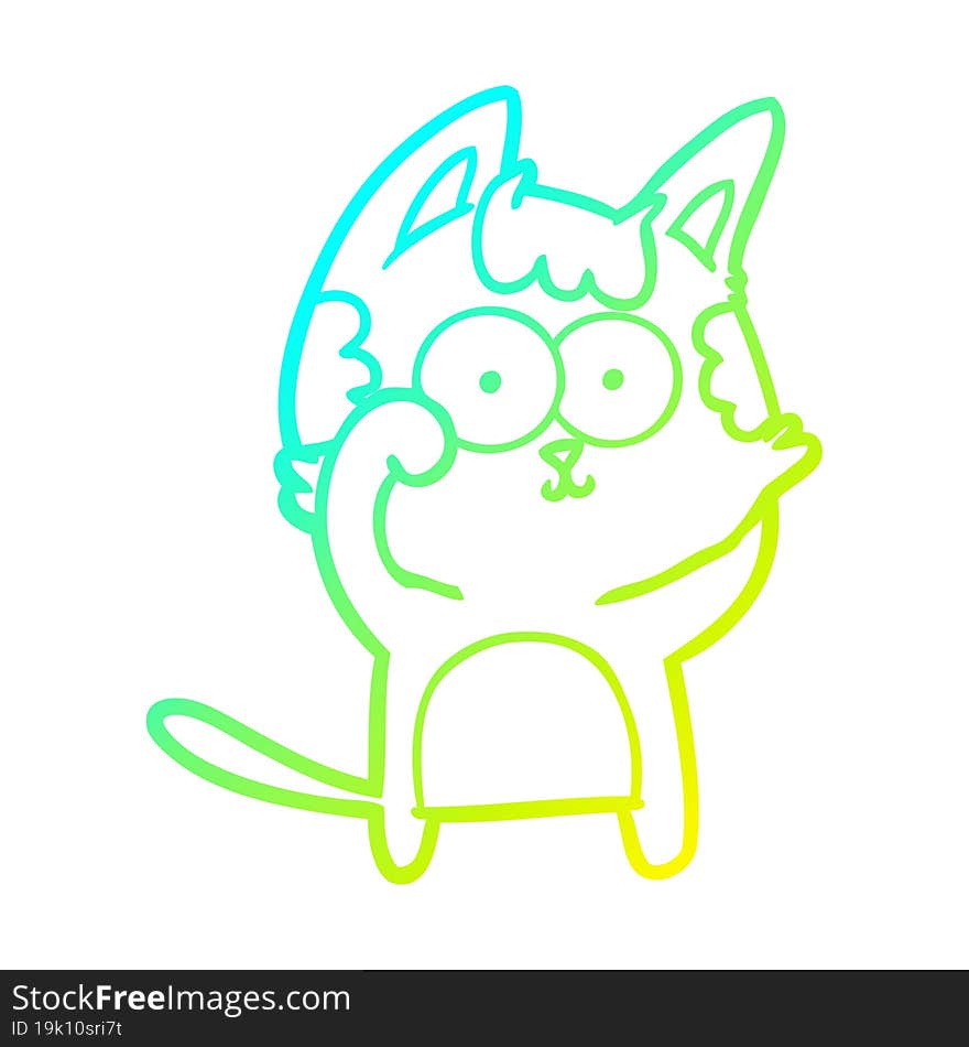 cold gradient line drawing happy cartoon cat