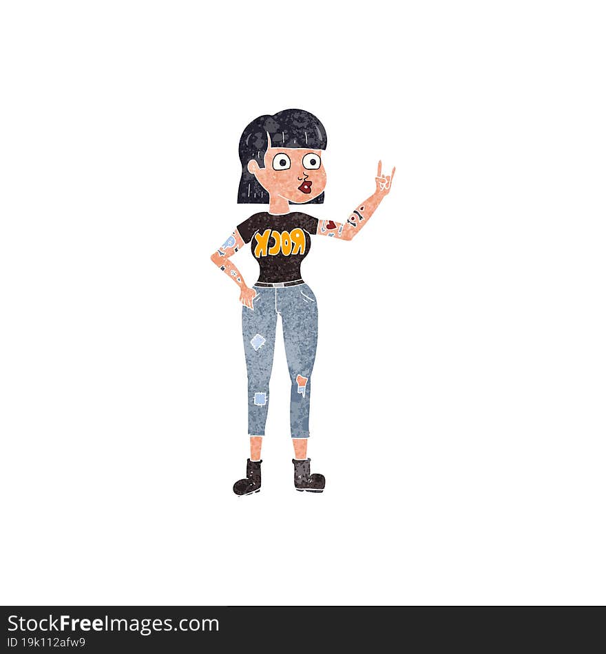 retro cartoon rock girl