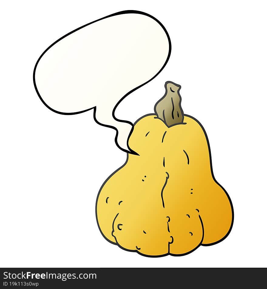 cartoon squash with speech bubble in smooth gradient style