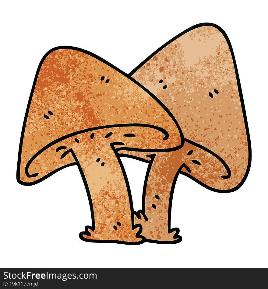 quirky hand drawn cartoon mushrooms