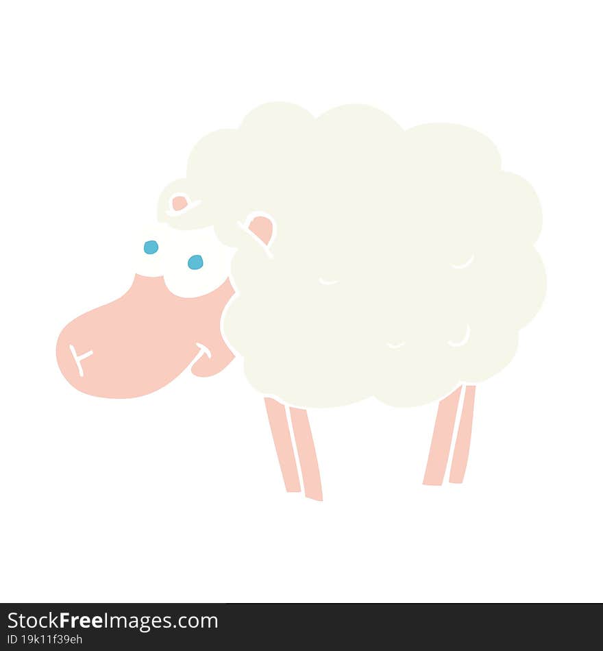 funny flat color illustration of a cartoon sheep