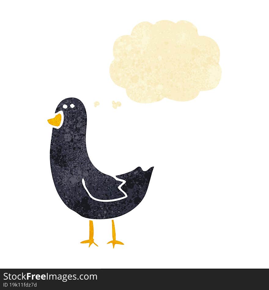 cartoon bird with thought bubble