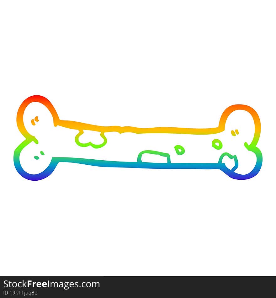 rainbow gradient line drawing cartoon bone