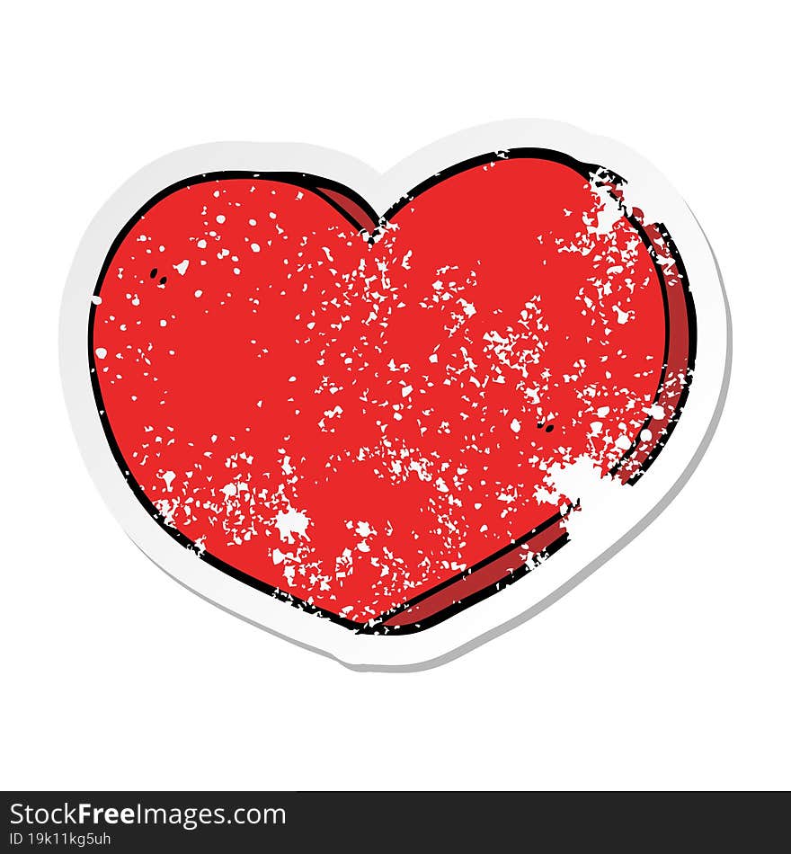 distressed sticker of a cartoon love heart