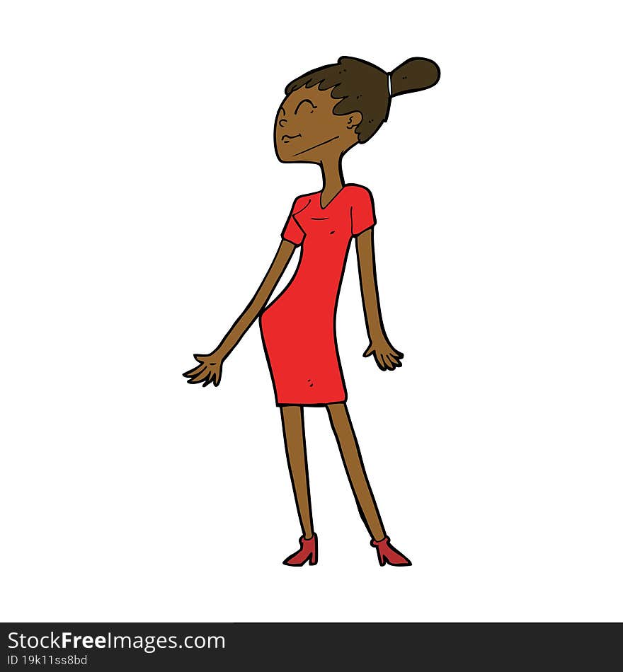 cartoon woman in dress