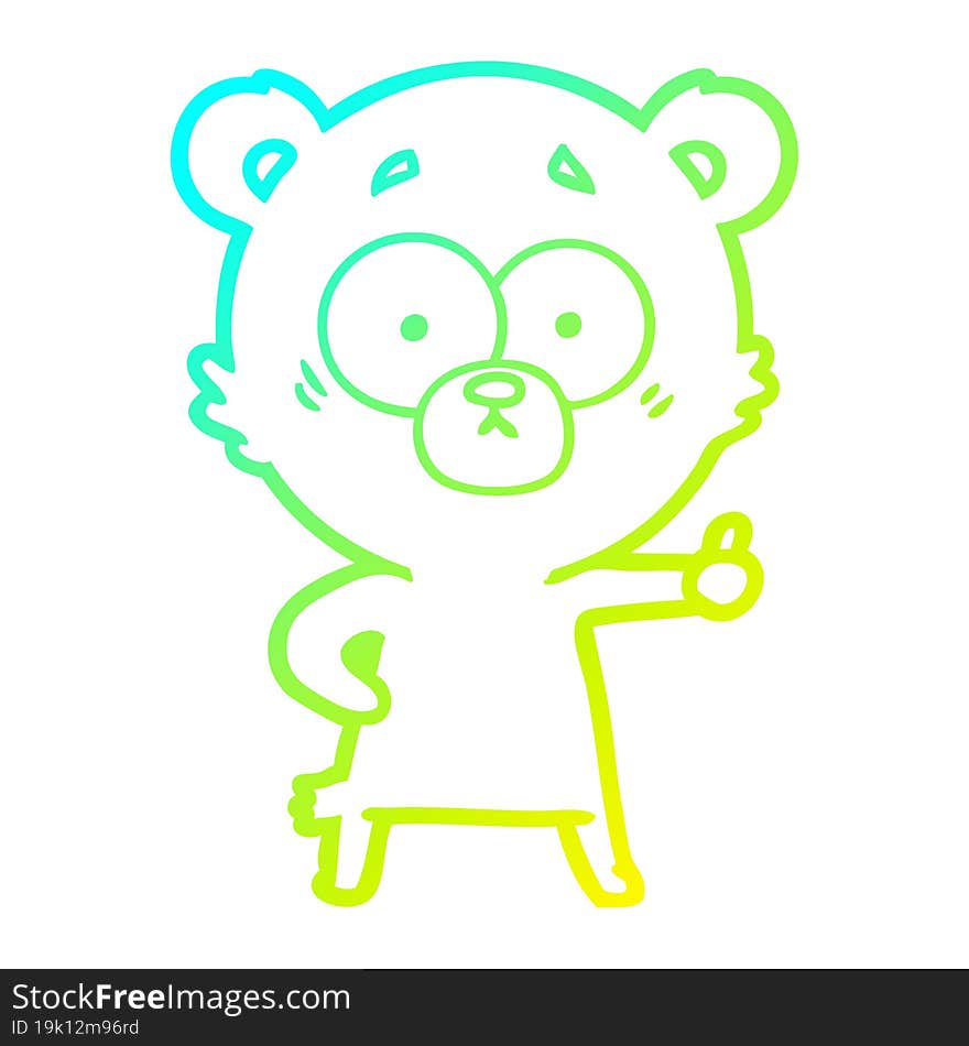 cold gradient line drawing nervous polar bear cartoon