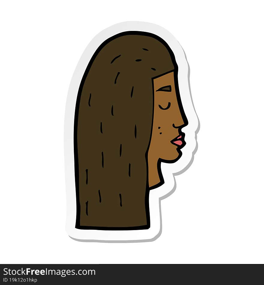 Sticker Of A Cartoon Female Face Profile