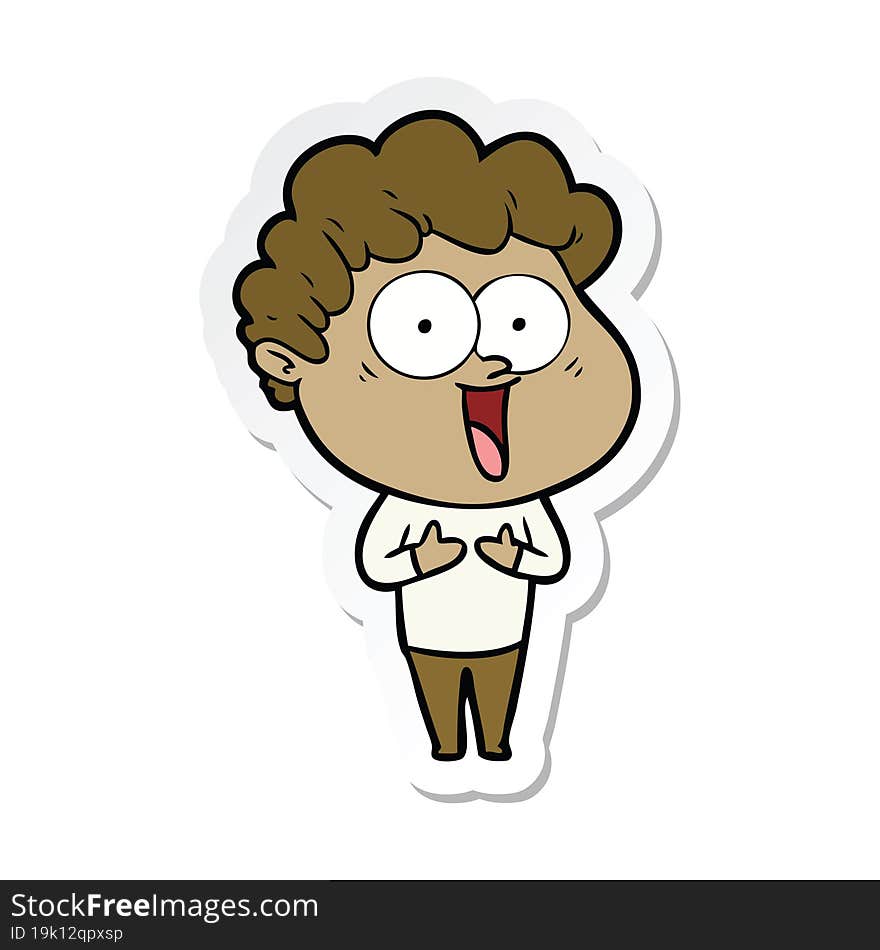 sticker of a cartoon happy man