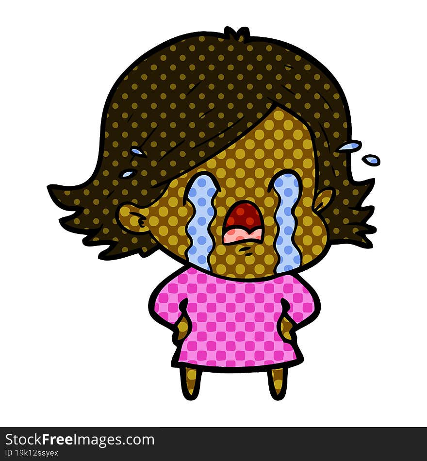 cartoon woman crying. cartoon woman crying