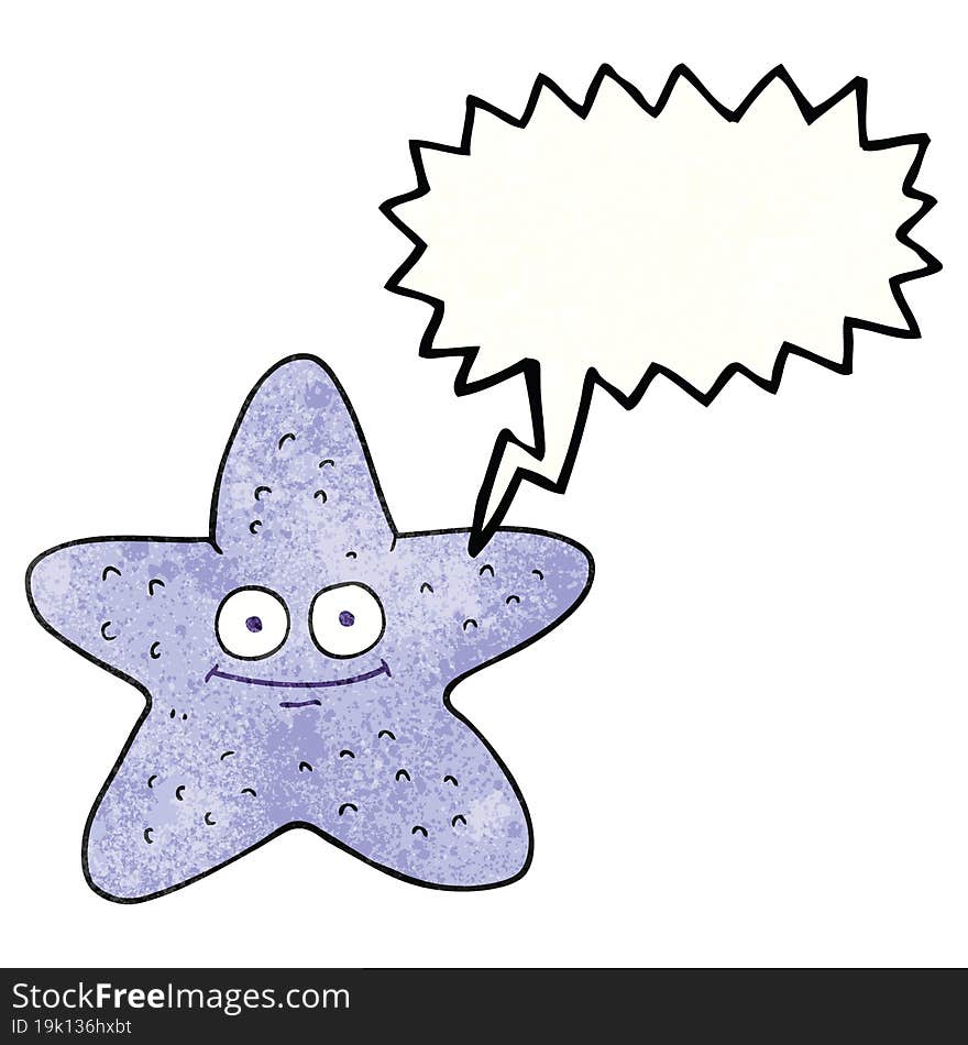 Speech Bubble Textured Cartoon Starfish