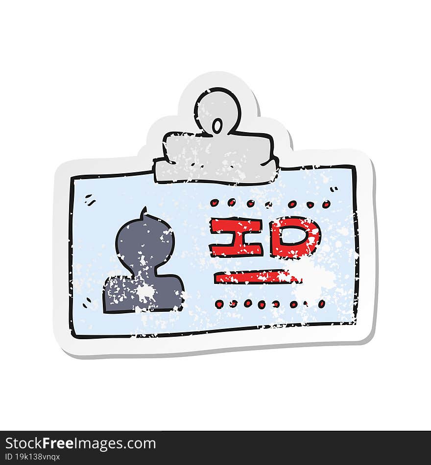 retro distressed sticker of a cartoon ID badge