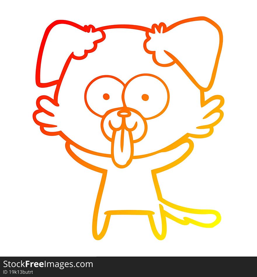 warm gradient line drawing of a cartoon dog with tongue sticking out