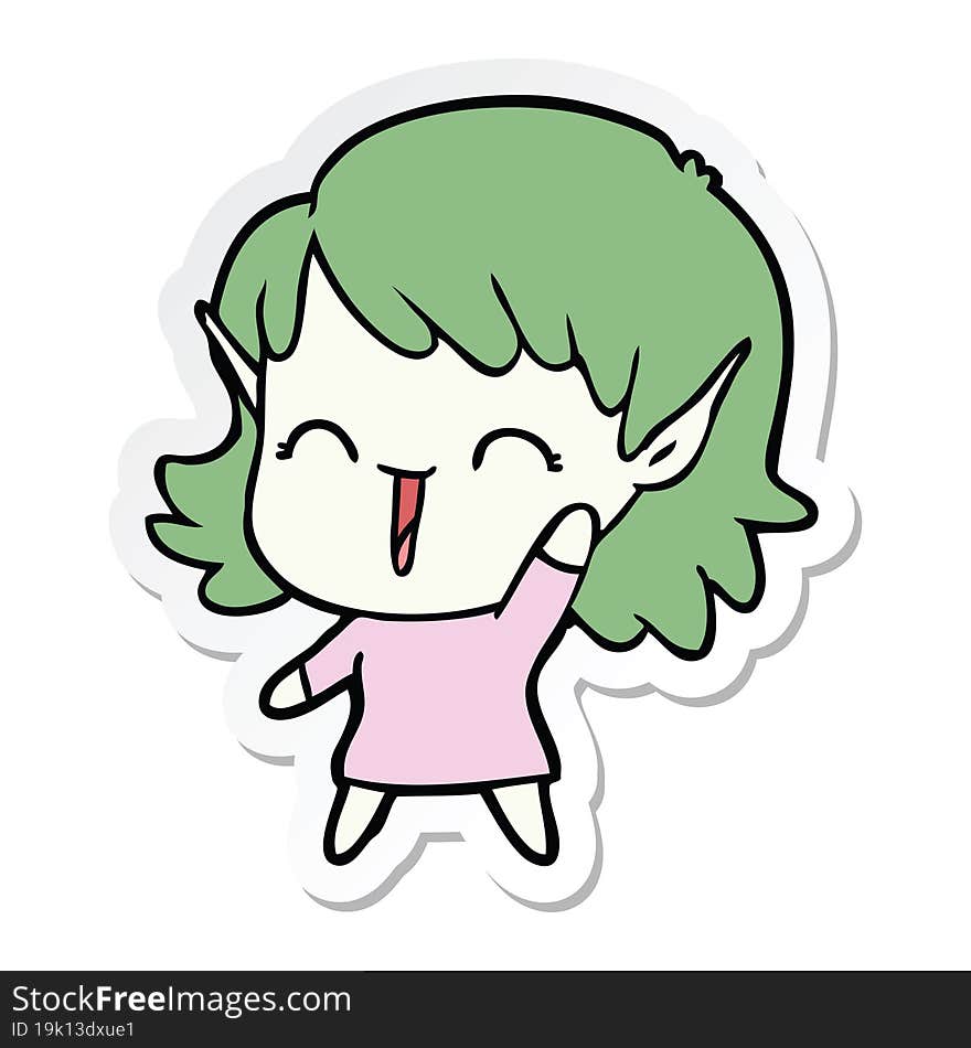 sticker of a cartoon elf girl