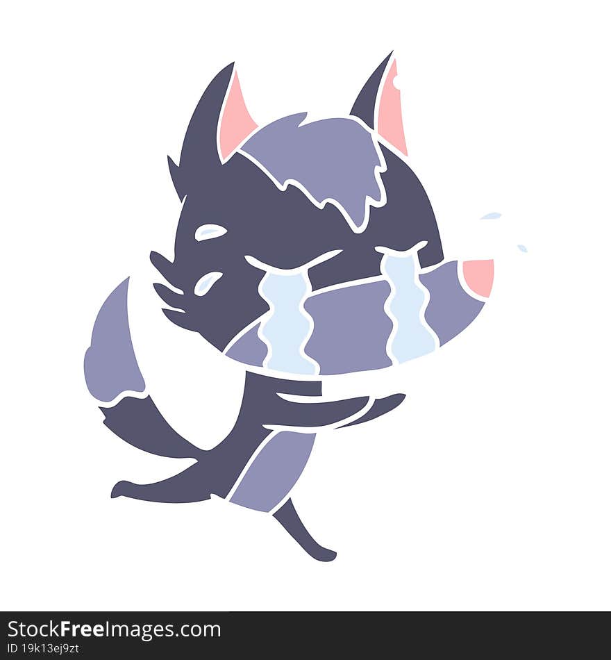 Flat Color Style Cartoon Crying Wolf