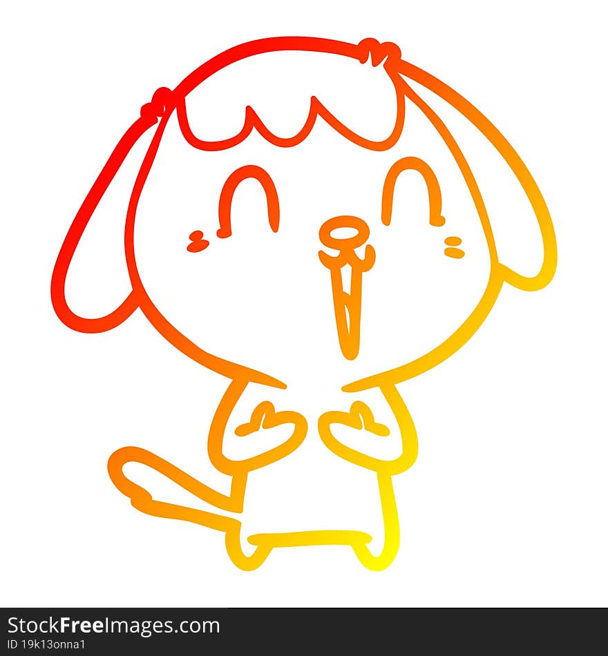 warm gradient line drawing cute cartoon dog