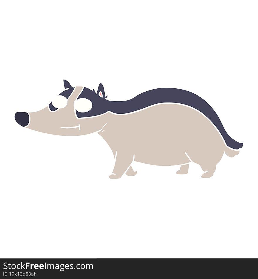 flat color style cartoon friendly badger