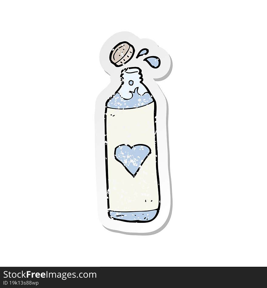 Retro Distressed Sticker Of A Cartoon Water Bottle