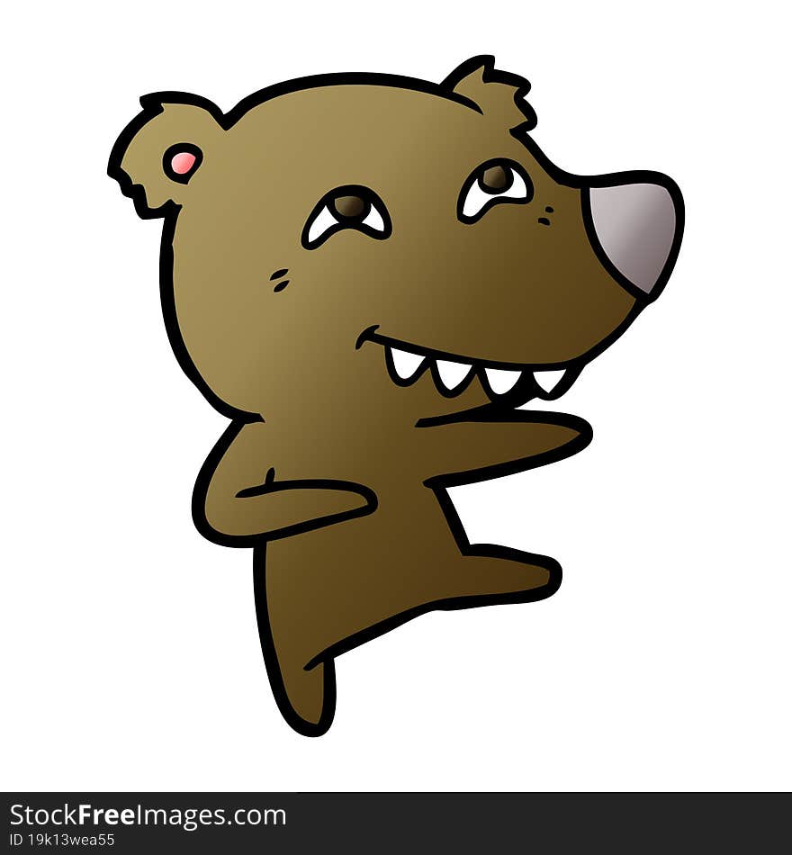 cartoon bear showing teeth while dancing. cartoon bear showing teeth while dancing