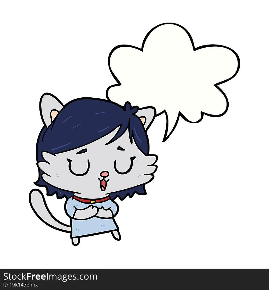 cartoon cat girl and speech bubble