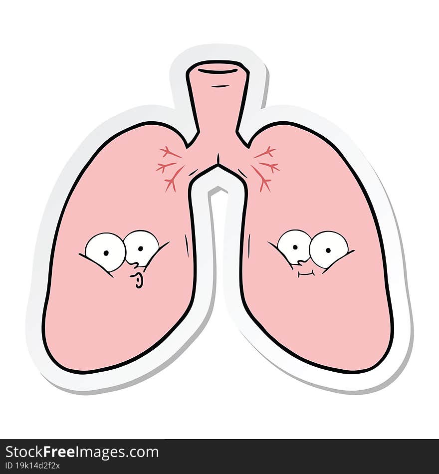 sticker of a cartoon lungs