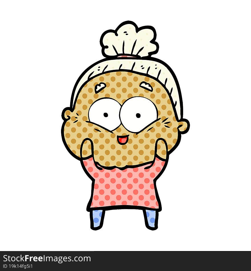 cartoon happy old woman. cartoon happy old woman