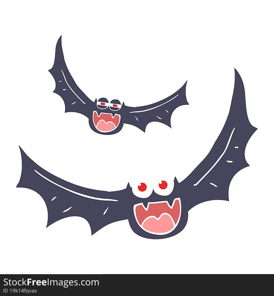 Flat Color Illustration Of A Cartoon Halloween Bats