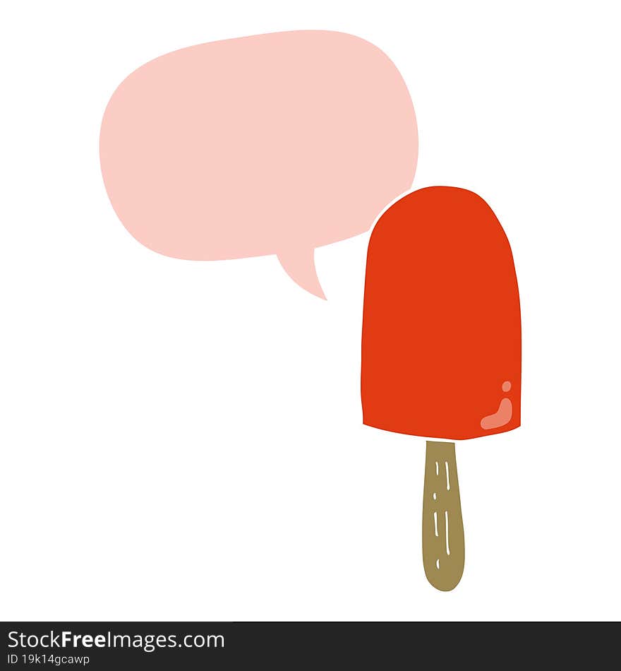 cartoon lollipop and speech bubble in retro style