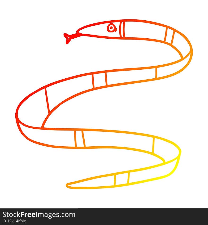 warm gradient line drawing of a cartoon sea snake