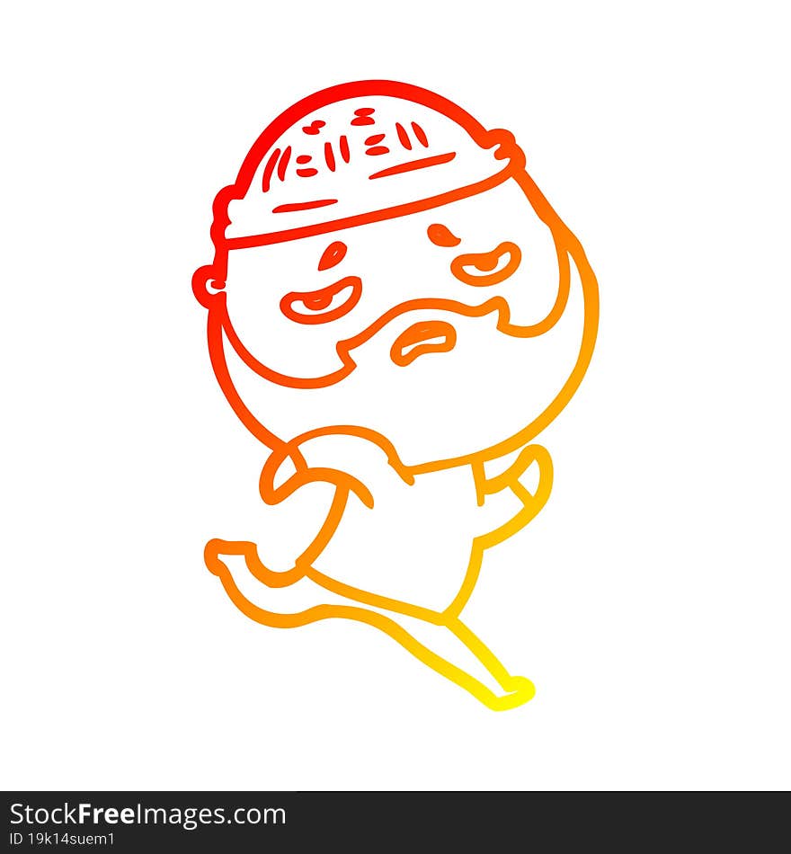 warm gradient line drawing cartoon worried man with beard