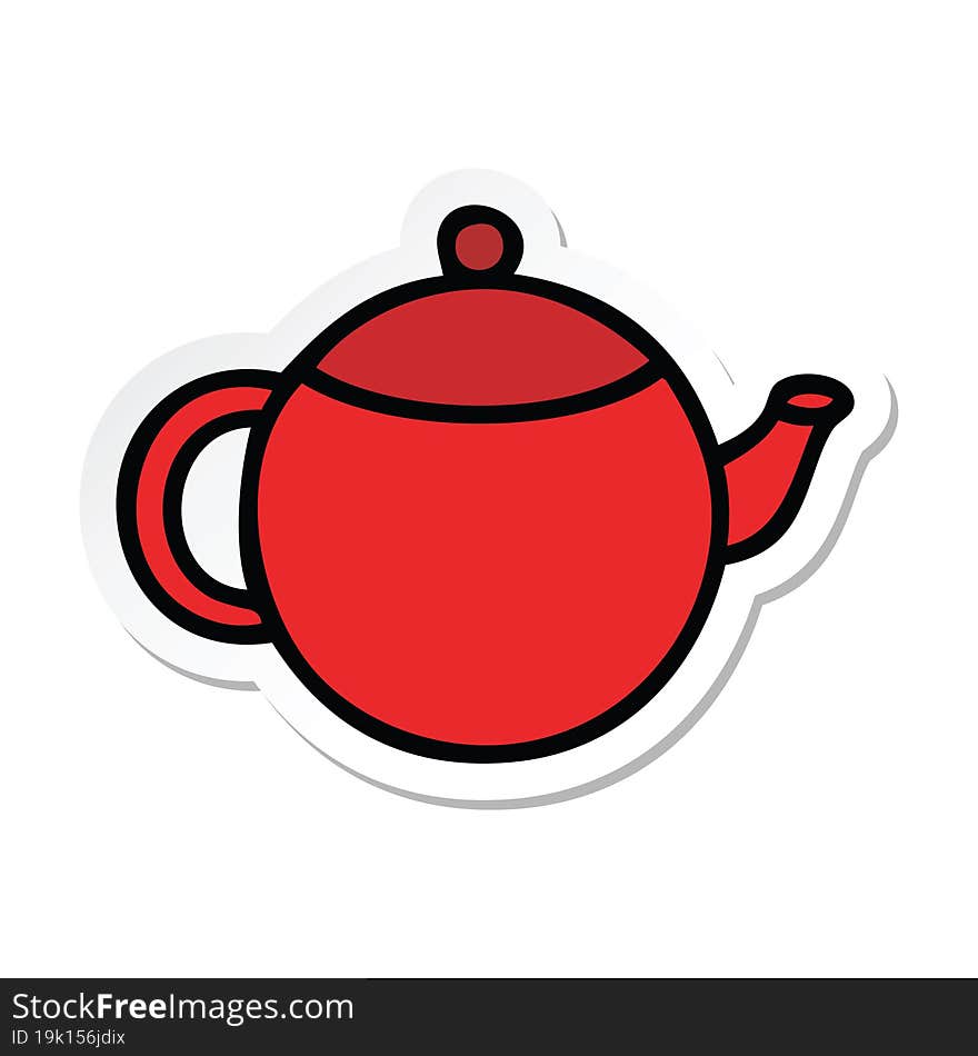 sticker of a cute cartoon red tea pot