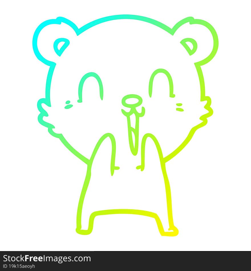 Cold Gradient Line Drawing Happy Cartoon Polar Bear