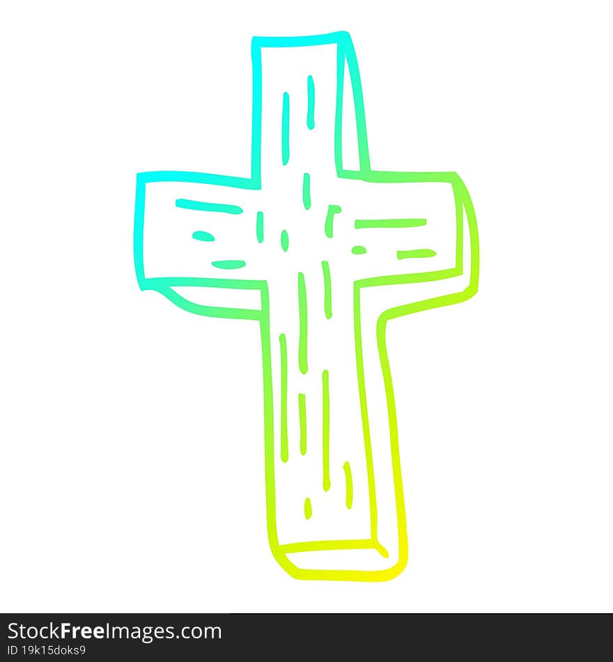 cold gradient line drawing cartoon anti vampire cross