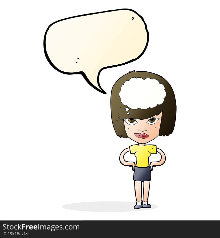 cartoon woman thinking with speech bubble