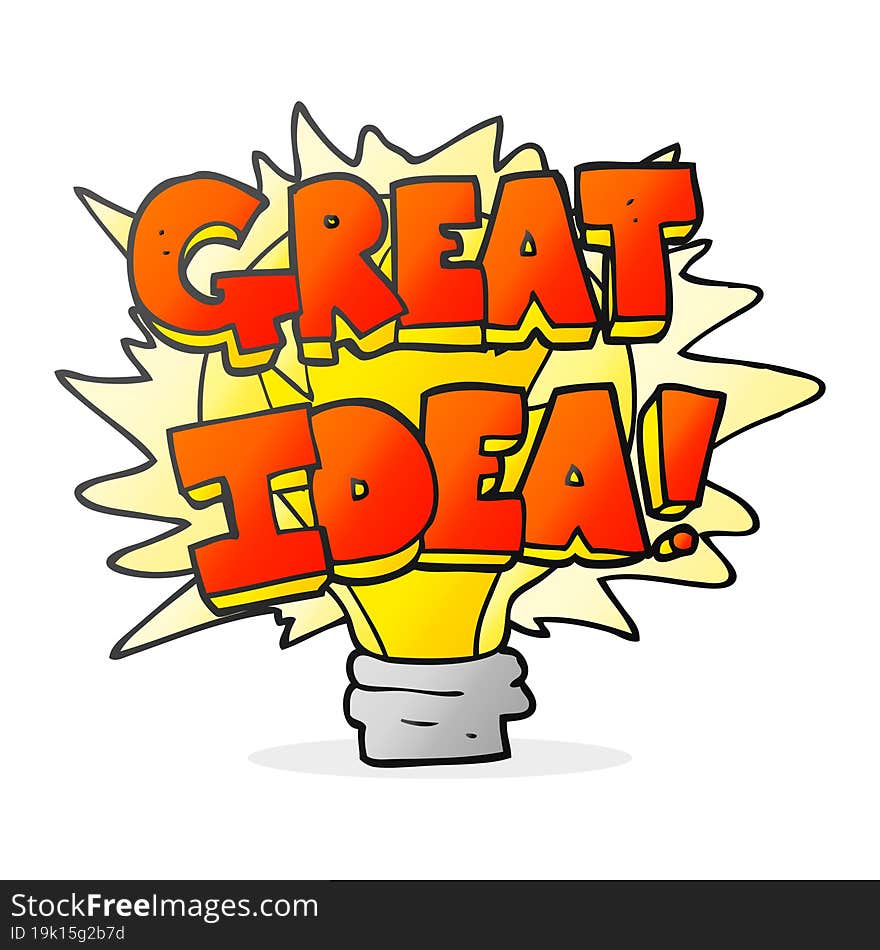 Cartoon Great Idea Light Bulb Symbol