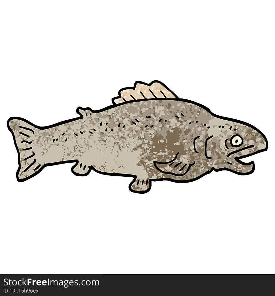 grunge textured illustration cartoon large fish