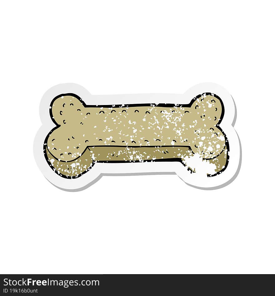 distressed sticker of a cartoon dog biscuit