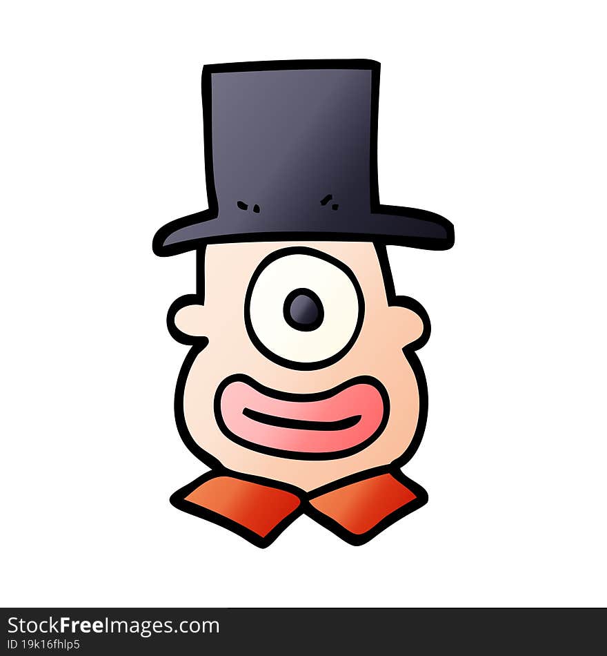 Cartoon Doodle Cyclops In Top Hat