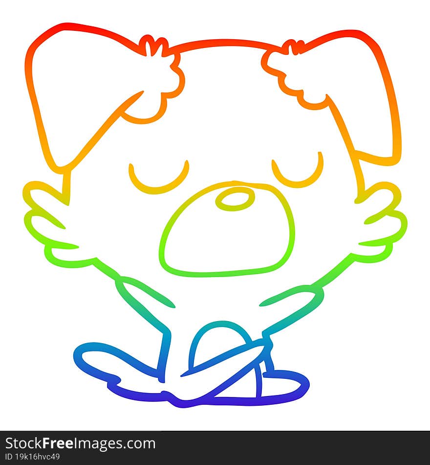 Rainbow Gradient Line Drawing Cartoon Dog