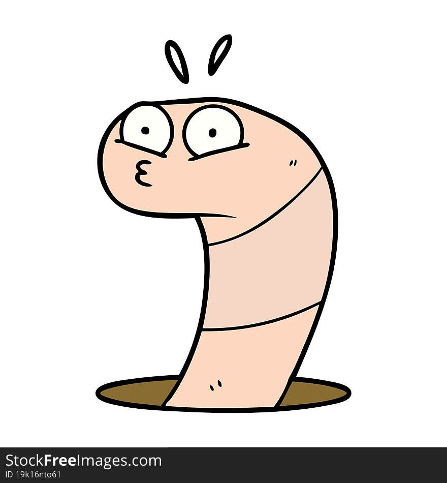 cartoon surprised worm. cartoon surprised worm