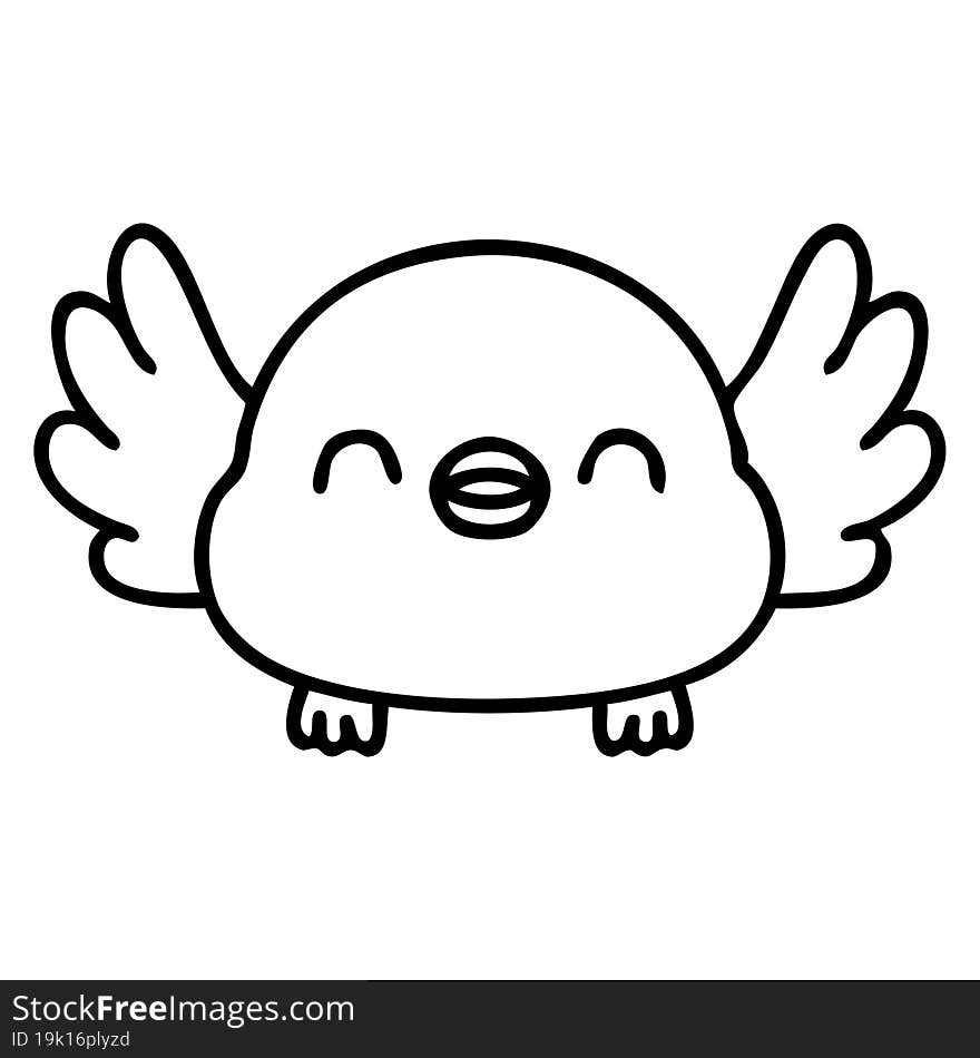 line doodle of a cute baby bird. line doodle of a cute baby bird