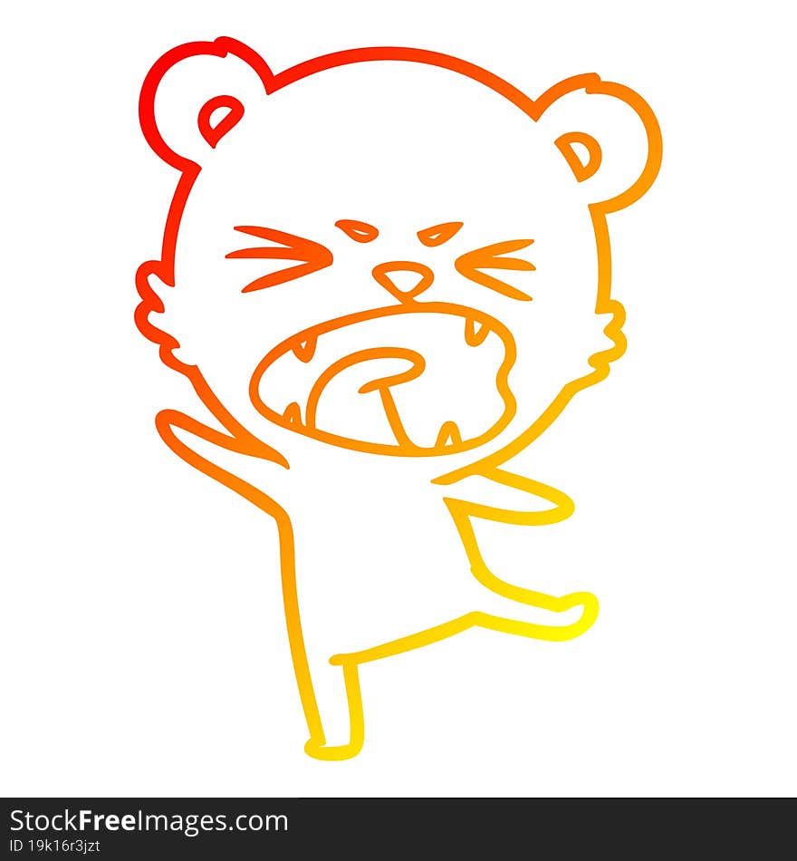 warm gradient line drawing angry cartoon polar bear