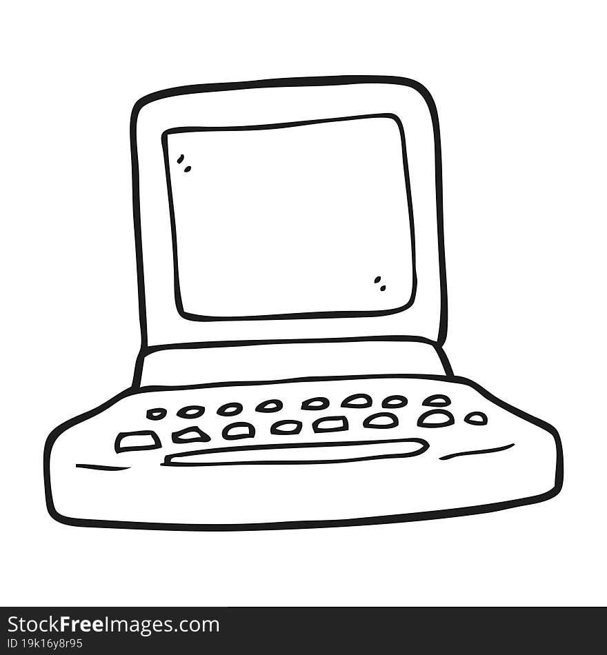 black and white cartoon old computer