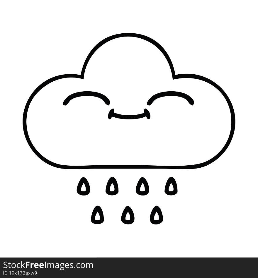 line drawing cartoon of a rain cloud