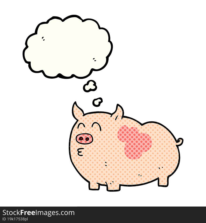 freehand drawn thought bubble cartoon pig