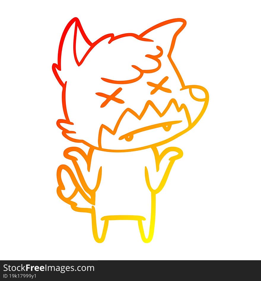 warm gradient line drawing cartoon dead fox