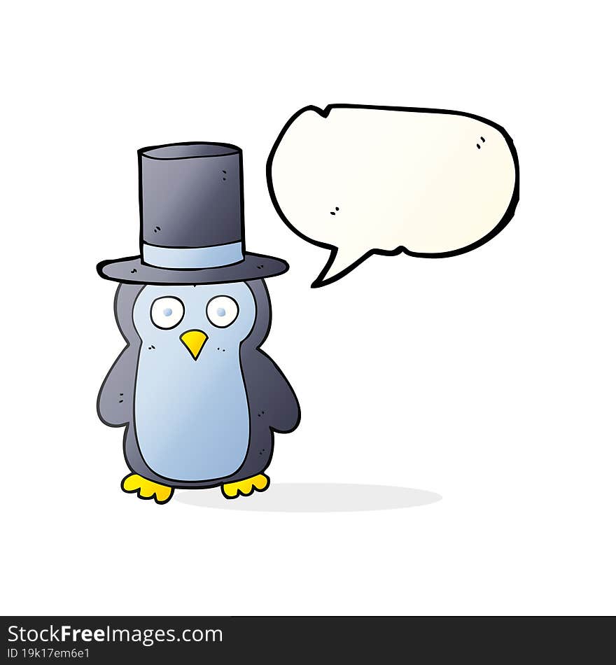 speech bubble cartoon penguin wearing hat